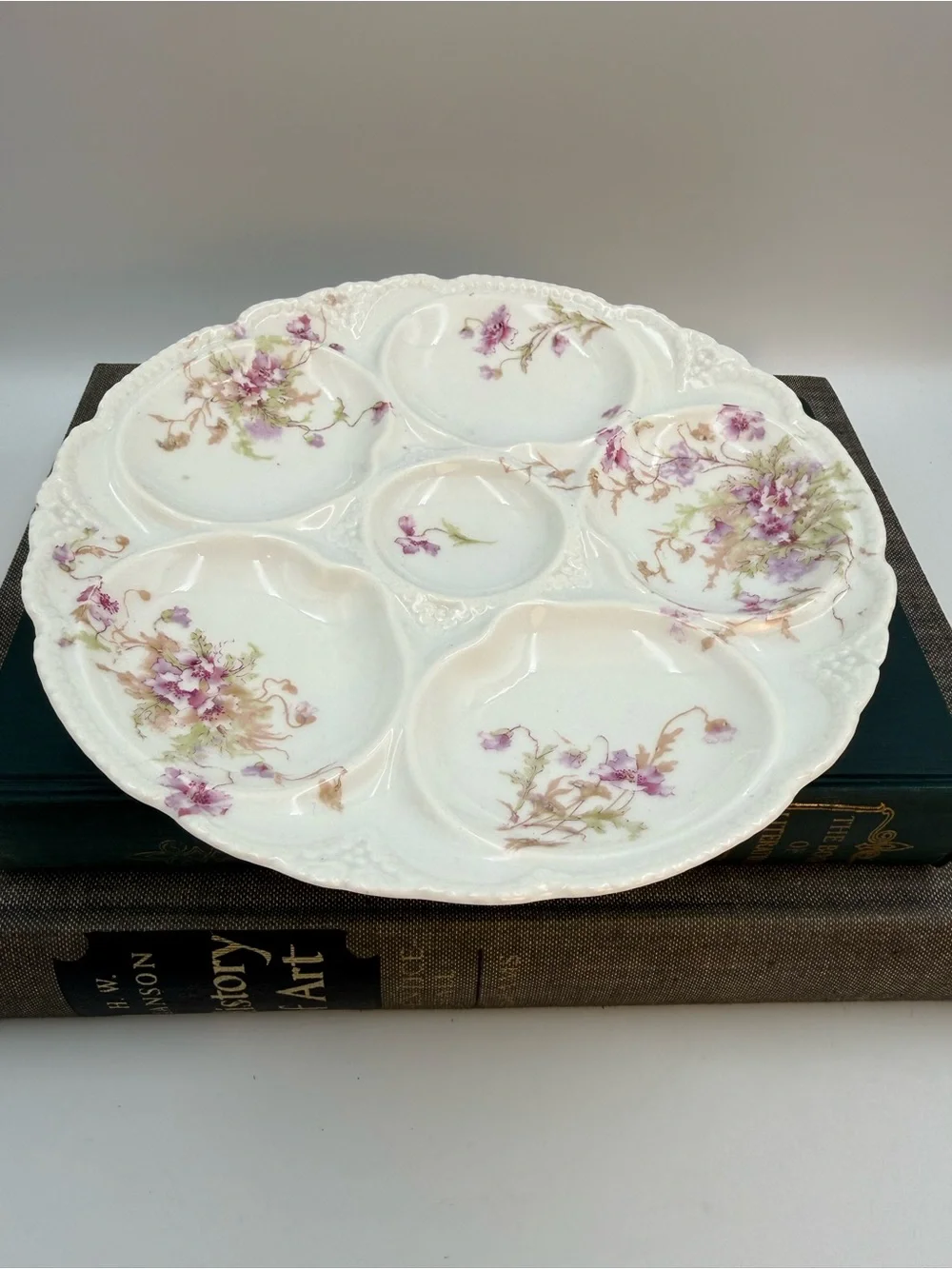 Antique Theodore Haviland Limoges France Oyster Plate Pink Floral 8.5”